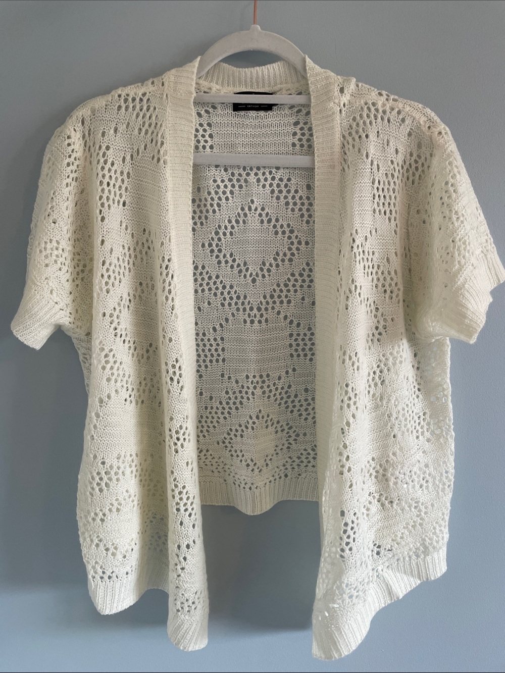 Guilty Open-Front Knit Cardigan - Cream crochet boho - Picture 6 of 15